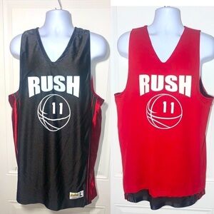 Basketball jersey, red, black and white double layered Tall Large